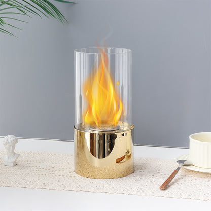 5”x9.5” Gold Stainless Steel Tabletop Fireplace: Elegance Meets Warmth