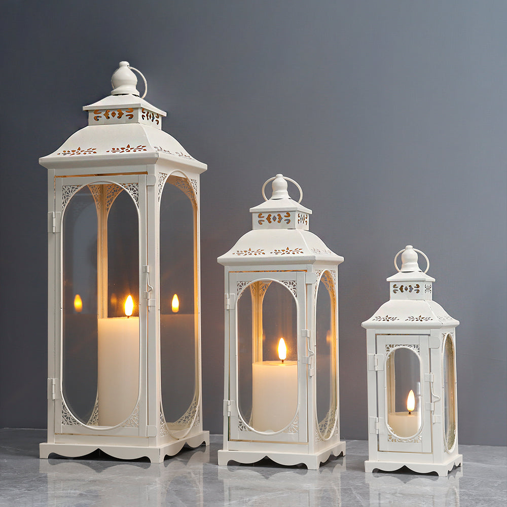10/14/19.5''High Vintage Candle Lanterns (Set of 3)
