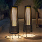 2 Piece Solar Powered Lantern Wicker Solar Patio Lamp Black