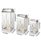 Set of 3 Silver Stainless Steel Candle Lantern 11/15/20.5'' High