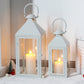 Set of 2-17.5"&13.5" Metal Candle Lanterns(White）