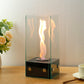 JHY DESIGN Rectangular Glass Tabletop Firepit 35cm H – Portable, Bio Ethanol, Ventless, Rotating Flame, Indoor/Outdoor