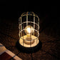 10” High Vintage Metal Cage Table Lamp White