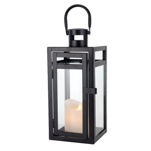 Lanterne à bougie décorative en métal de 12 po de hauteur (noire)