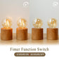 6.5" Tall Ceramic Set of 2 Wood Grain Table Lamp