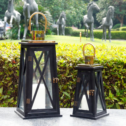 Bougeoirs décoratifs en métal de 12 po et 18 po de hauteur, lanterne suspendue rustique (Ensemble de 2) 