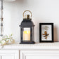 10"H schwarze Kerzenlaterne mit goldenem Top-Design