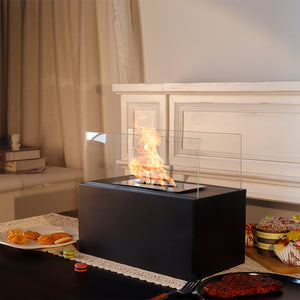 Cheminée de table carrée noire de conception moderne