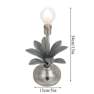 13.5"H Antique Silver Floral Battery Powered Lamp