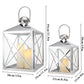 Set of 2 Silver Stainless Steel Candle Lanterns - 13/19'' High