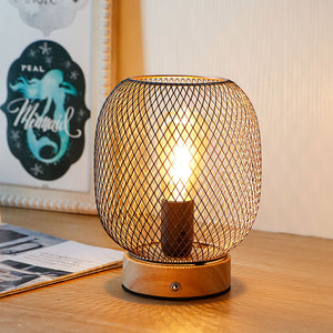JHY DESIGN's 7.5"H Touch Adjustable Table Lamp(Round, Wooden Base)