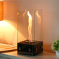 JHY DESIGN Rectangular Glass Tabletop Firepit 35cm H – Portable, Bio Ethanol, Ventless, Rotating Flame, Indoor/Outdoor