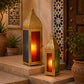 Moroccan Candle Lanterns with Embossed Colored Tempered Glass