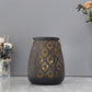 Moroccan Style Metal Lamp 8''H Battery Operated  (Black with Gold Brush)