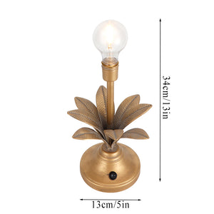 13.5"H Antique Gold Floral Battery Powered Lamp