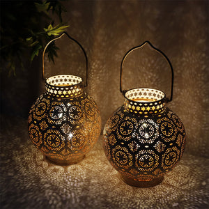 Ensemble de 2 lampes décoratives marocaines à piles 7'' de haut (marron)