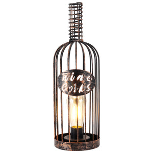 13,5"H kabellose Weinflaschenlampe aus Metall mit Korken