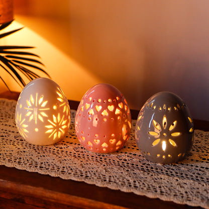Lampe d'ambiance sans fil à piles de 4 po de hauteur avec motif floral sculpté (lot de 3) 