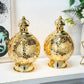 Metal Ramadan Lanterns 10" Gold Electric Candle Holders
