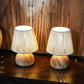 TRIROCKS Set of 2 Woven Cotton Rope Table Lamp – 8'' Cordless Battery-Powered, Wooden Base Boho Lamps, Indoor/Outdoor