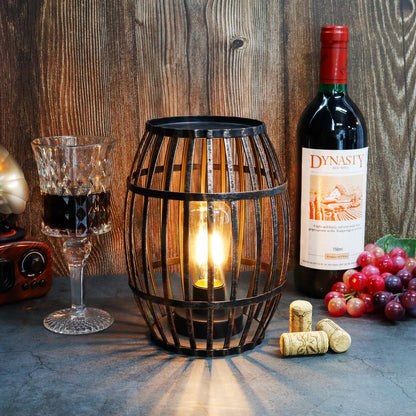 Cordless Metal Wine Barrel Lamp-4