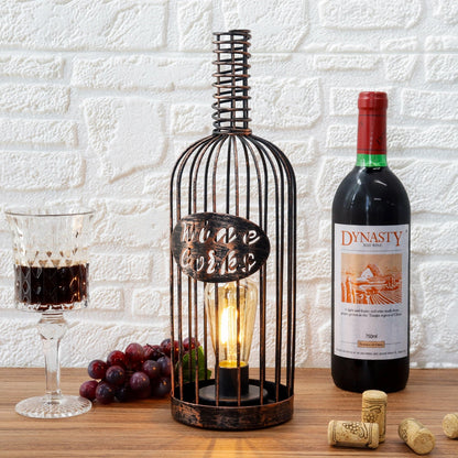 Cordless Metal Wine Cork Holder Lamp 