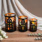 12PCS Village Silhouette Candle Lantern 7.5" H Etched Bronze Metal Candle Holder Decorations for Living Room Tabletop Parties Patio Entryway Indoors Outdoors