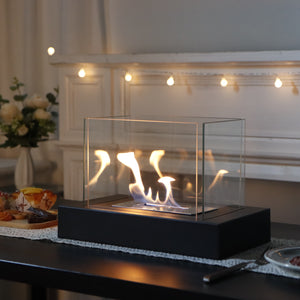 Rechteckiger Tisch-Feuerschalentopf mit vierseitigem Glas