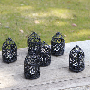 6 Pack Small Metal Candle Holder(Black)