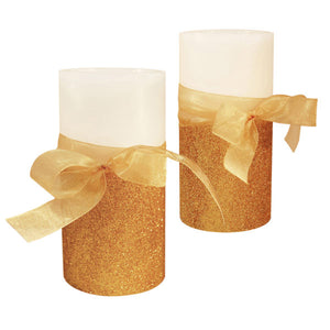 Bougies piliers LED élégantes avec minuterie – Cire ivoire réaliste, accents dorés et design respectueux de l'environnement.