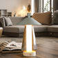3-Way Dimmable Bedside Lamp (12"H): Umbrella-Shaped Touch Control, Grey Anodized Glass Shade (Indoor/Outdoor)
