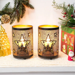 6.5" H Etched Metal Table Lamp Christmas Battery Operated Lamp