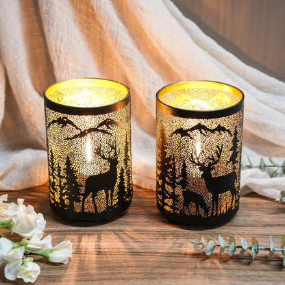 6.5" H Etched Metal Table Lamp Christmas Battery Operated Lamp