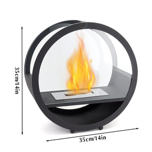 14"*14”H JHY Black Round Freestanding Tabletop Fireplace