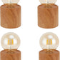 JHY DESIGN Set of 4 Wood Grain Table Lamp 6.5" Tall Cordless Lamp Light with Edison Style Bulb and 6 Hours Timer Battery Operated Lamp Great for Living Room Weddings Parties Patio Indoors Outdoors