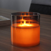 6''High Large 3-Wick Glass Flameless Candles（Only for US)