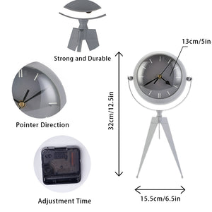 Horloge sur pied en verre et fer forgé de 12,5 po de hauteur (gris élégant)