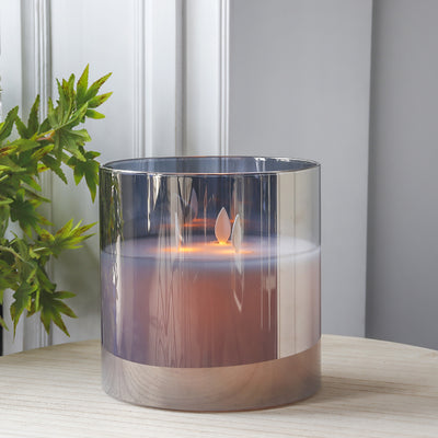 6''High Large 3-Wick Glass Flameless Candles（Only for US)