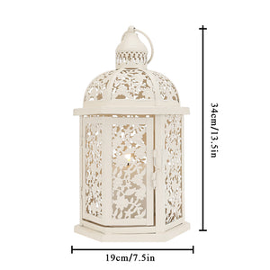13.5''H Metal Candle Holder Rustic Decorative Lanterns