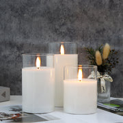 Bougies LED à effet sans flamme en cire de verre (lot de 3) 