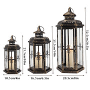 Ensemble de 3 lanternes à bougie d'extérieur, 20,5", 14" et 10" H