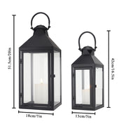 17.5‘’&13.5“ High Set of 2 Metal Candle Lanterns(Black)