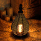 12''H Moroccan Metal Table Lamp Battery Powered Cordless Lamp with LED Fairy Lights Bulb