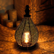 12''H marokkanische Metall-Tischlampe, batteriebetriebene kabellose Lampe mit LED-Lichterkette