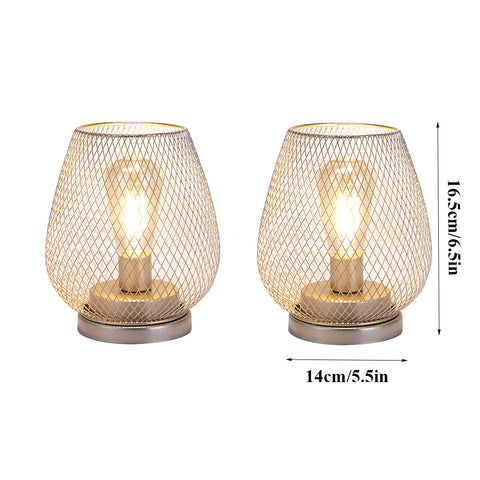 Ensemble de 2 lanternes LED à cage en métal de 6,7 po de hauteur (or)