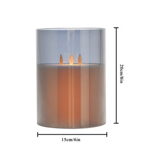 8'' hohe flammenlose Glaskerzen mit 3 Dochten