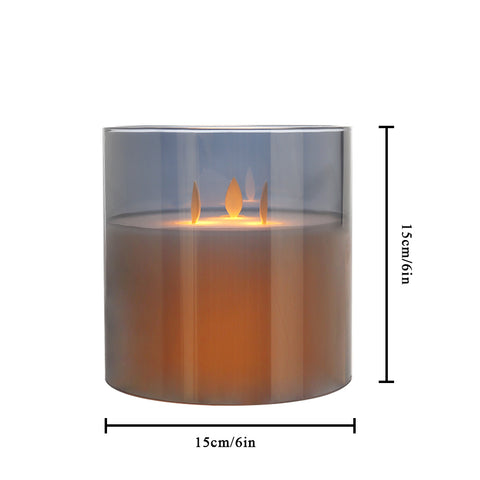 6''High Large 3-Wick Glass Flameless Candles（Only for US)