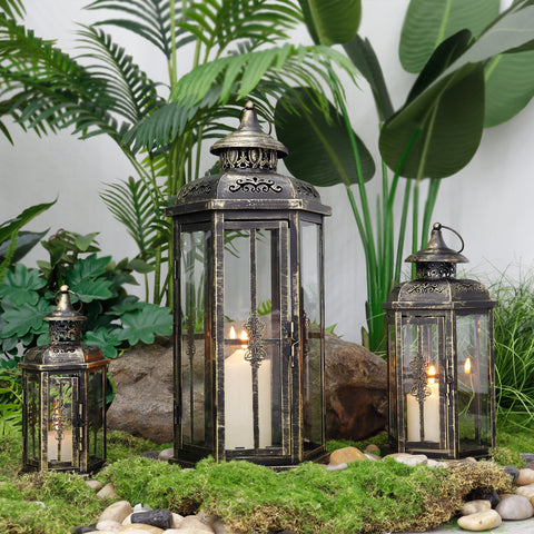 20.5''&14"&10" H Set of 3 Outdoor Candle Lanterns