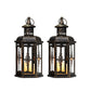 Set of 2 Decorative Lanterns -10 inch High Vintage Style Hanging Lantern Metal Candleholder White with Gold Brush