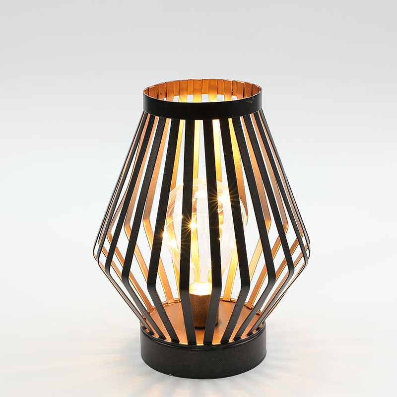 JHY DESIGN Lanterne LED en forme de cage en métal alimentée par